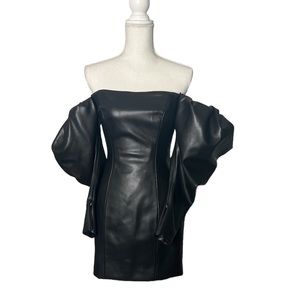 NWT Mimi London faux leather black mini dress sz S
